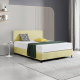 Linen Fabric Queen Bed Deluxe Headboard Bedhead - Sulfur Yellow - Top-Down View