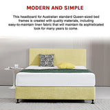 Linen Fabric Queen Bed Deluxe Headboard Bedhead - Sulfur Yellow - 45-Degree Angle