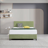Linen Fabric Queen Bed Deluxe Headboard Bedhead - Olive Green - Front View