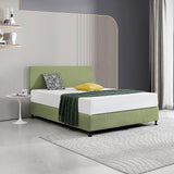 Linen Fabric Queen Bed Deluxe Headboard Bedhead - Olive Green - Side View