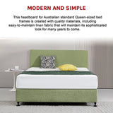 Linen Fabric Queen Bed Deluxe Headboard Bedhead - Olive Green - 45-Degree Angle