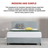 Linen Fabric Queen Bed Deluxe Headboard Bedhead - Stone Grey