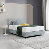 Linen Fabric Queen Bed Deluxe Headboard Bedhead - Stone Grey - Front View