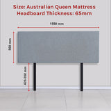 Linen Fabric Queen Bed Deluxe Headboard Bedhead - Berlin Blue