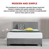 Linen Fabric Queen Bed Deluxe Headboard Bedhead - Night Ash - 45-Degree Angle