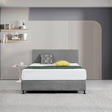 Linen Fabric Queen Bed Deluxe Headboard Bedhead - Night Ash - Front View