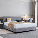 Linen Fabric King Bed Deluxe Headboard Bedhead - Slate Ash - Side View