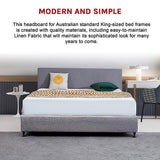 Linen Fabric King Bed Deluxe Headboard Bedhead - Slate Ash - 45-Degree Angle