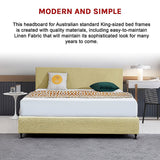 Linen Fabric King Bed Deluxe Headboard Bedhead - Sulfur Yellow - 45-Degree Angle