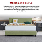 Linen Fabric King Bed Deluxe Headboard Bedhead - Olive Green - 45-Degree Angle