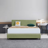 Linen Fabric King Bed Deluxe Headboard Bedhead - Olive Green - Front View