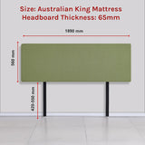 Linen Fabric King Bed Deluxe Headboard Bedhead - Olive Green - Rear View