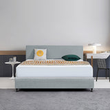 Linen Fabric King Bed Deluxe Headboard Bedhead - Stone Grey - Front View