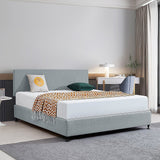 Linen Fabric King Bed Deluxe Headboard Bedhead - Stone Grey - Side View