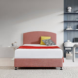 Linen Fabric Double Bed Curved Headboard Bedhead - Pearl Copper Brown - Front View