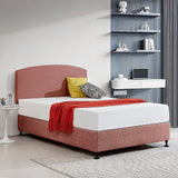 Linen Fabric Double Bed Curved Headboard Bedhead - Pearl Copper Brown - Side View