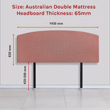 Linen Fabric Double Bed Curved Headboard Bedhead - Pearl Copper Brown - Rear View