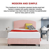 Linen Fabric Double Bed Curved Headboard Bedhead - Pale Pink - 45-Degree Angle