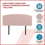 Linen Fabric Double Bed Curved Headboard Bedhead - Pale Pink - Top-Down View