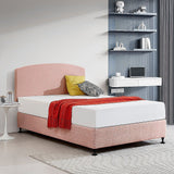 Linen Fabric Double Bed Curved Headboard Bedhead - Pale Pink - Side View