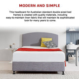 Linen Fabric Double Bed Curved Headboard Bedhead - Slate Ash - 45-Degree Angle