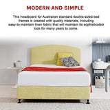 Linen Fabric Double Bed Curved Headboard Bedhead - Sulfur Yellow - 45-Degree Angle