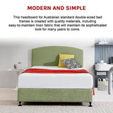 Linen Fabric Double Bed Curved Headboard Bedhead - Olive Green - 45-Degree Angle