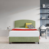 Linen Fabric Double Bed Curved Headboard Bedhead - Olive Green - Front View
