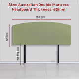 Linen Fabric Double Bed Curved Headboard Bedhead - Olive Green - Rear View