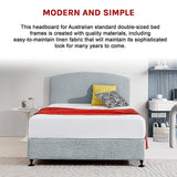 Linen Fabric Double Bed Curved Headboard Bedhead - Stone Grey - 45-Degree Angle