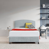 Linen Fabric Double Bed Curved Headboard Bedhead - Stone Grey - Front View