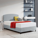 Linen Fabric Double Bed Curved Headboard Bedhead - Stone Grey