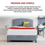 Linen Fabric Double Bed Curved Headboard Bedhead - Berlin Blue - 45-Degree Angle