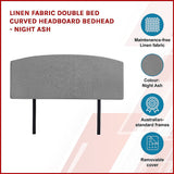 Linen Fabric Double Bed Curved Headboard Bedhead - Night Ash - Top-Down View