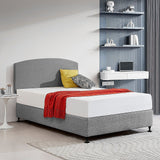 Linen Fabric Double Bed Curved Headboard Bedhead - Night Ash - Side View