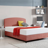 Linen Fabric Queen Bed Curved Headboard Bedhead - Pearl Copper Brown - Side View