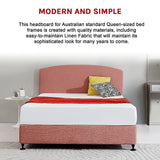Linen Fabric Queen Bed Curved Headboard Bedhead - Pearl Copper Brown - 45-Degree Angle
