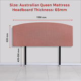 Linen Fabric Queen Bed Curved Headboard Bedhead - Pearl Copper Brown - Rear View