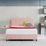 Linen Fabric Queen Bed Curved Headboard Bedhead - Pale Pink - Side View