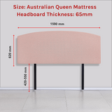 Linen Fabric Queen Bed Curved Headboard Bedhead - Pale Pink - Rear View