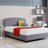 Linen Fabric Queen Bed Curved Headboard Bedhead - Slate Ash - Front View
