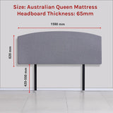 Linen Fabric Queen Bed Curved Headboard Bedhead - Slate Ash - Rear View