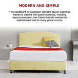 Linen Fabric Queen Bed Curved Headboard Bedhead - Sulfur Yellow - 45-Degree Angle