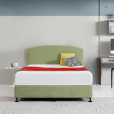 Linen Fabric Queen Bed Curved Headboard Bedhead - Olive Green - Front View