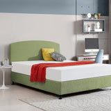 Linen Fabric Queen Bed Curved Headboard Bedhead - Olive Green - Side View