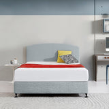 Linen Fabric Queen Bed Curved Headboard Bedhead - Stone Grey - Front View