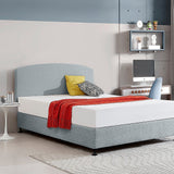 Linen Fabric Queen Bed Curved Headboard Bedhead - Stone Grey - Side View