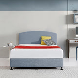 Linen Fabric Queen Bed Curved Headboard Bedhead - Berlin Blue - Front View