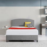 Linen Fabric Queen Bed Curved Headboard Bedhead - Night Ash - Front View