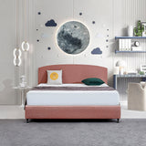 Linen Fabric King Bed Curved Headboard Bedhead - Pearl Copper Brown - Front View